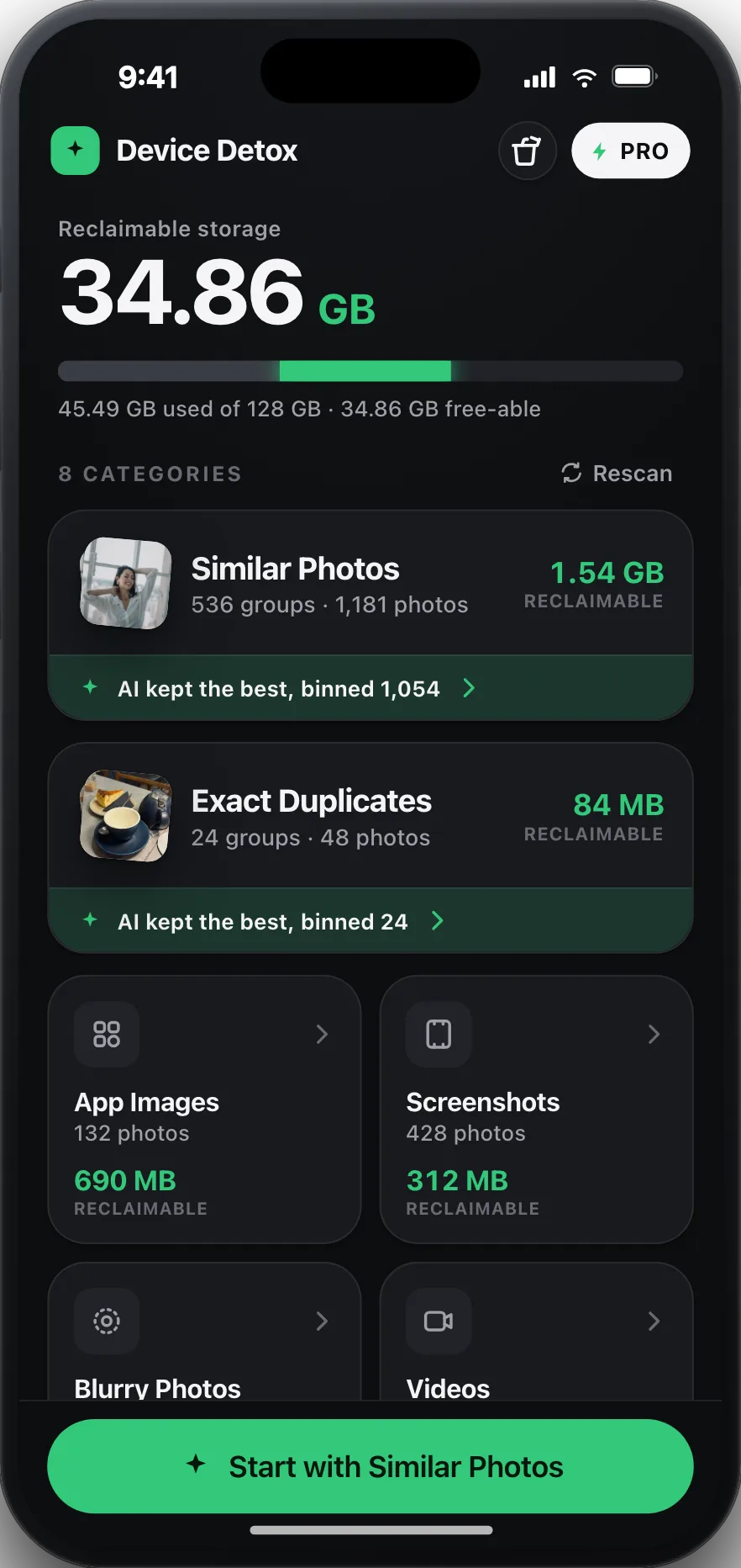 Device Detox home screen