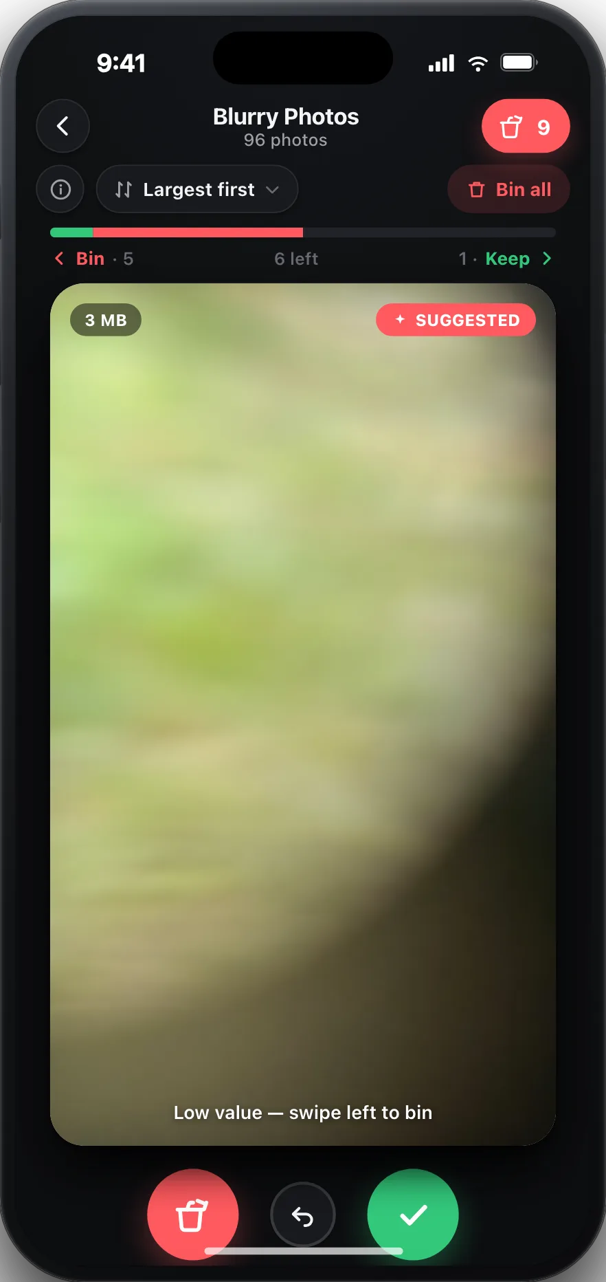 Swipe to review