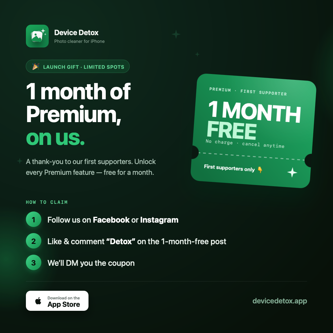 1 month of Premium free — follow us on Facebook or Instagram to claim